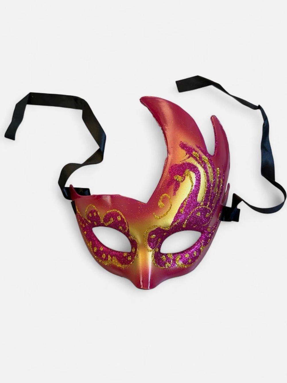Hot Pink Dragon & Gold Flame Masquerade Mask -Costume